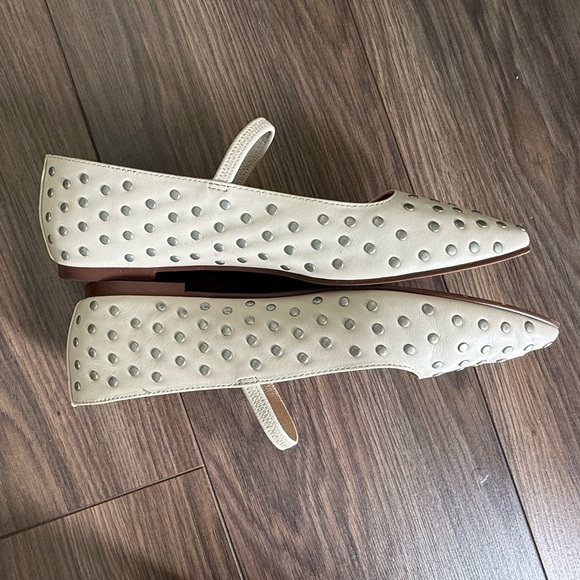 Madewell Ivory Mary Jane Studded Ballet Flats Size 8 - Picture 4 of 8